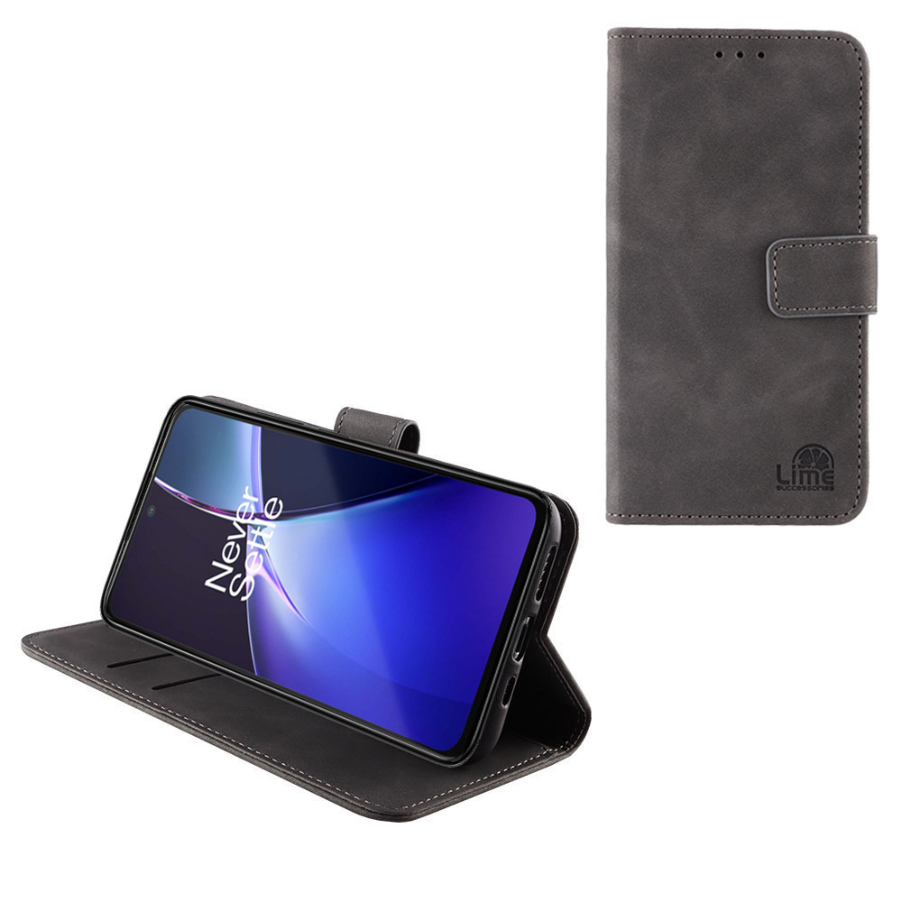 LIME ESSENTIAL ΘΗΚΗ ONEPLUS NORD CE4 LITE 5G 6.67in MAGNET BOOK STAND CLIP GREY