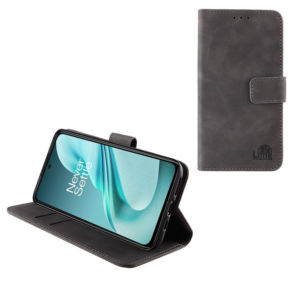 LIME ESSENTIAL ΘΗΚΗ ONEPLUS NORD N30 SE 5G 6.67in MAGNET BOOK STAND CLIP GREY