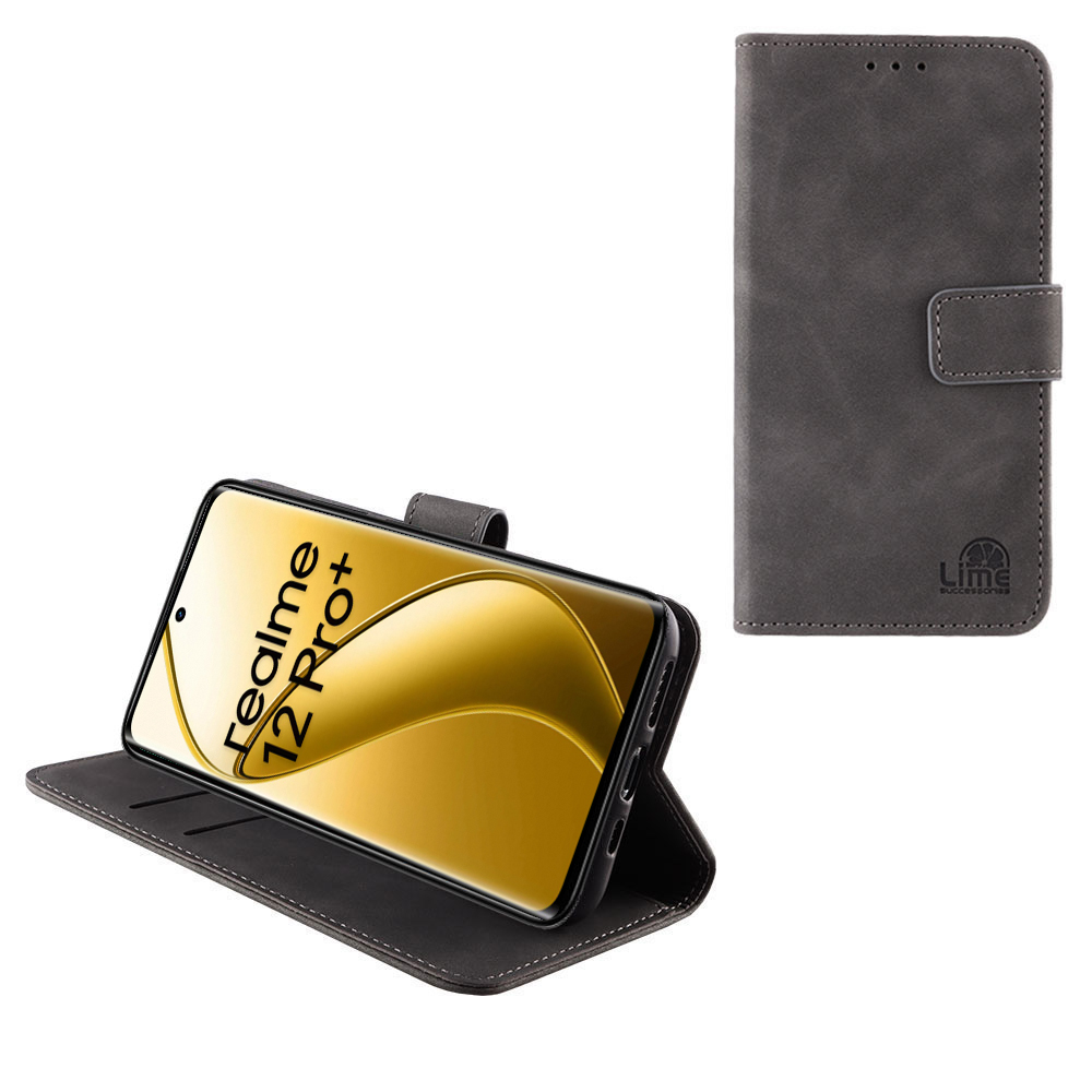 LIME ESSENTIAL ΘΗΚΗ REALME 12 PRO 5G/REALME 12 PRO PLUS 5G 6.7in MAGNET BOOK STAND CLIP GREY