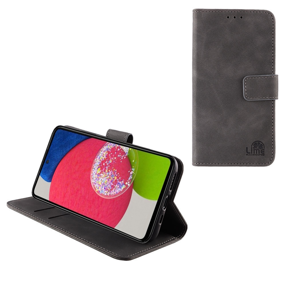 LIME ESSENTIAL ΘΗΚΗ SAMSUNG A52S/A52 A525/A526/A528 6.5in MAGNET BOOK STAND CLIP GREY