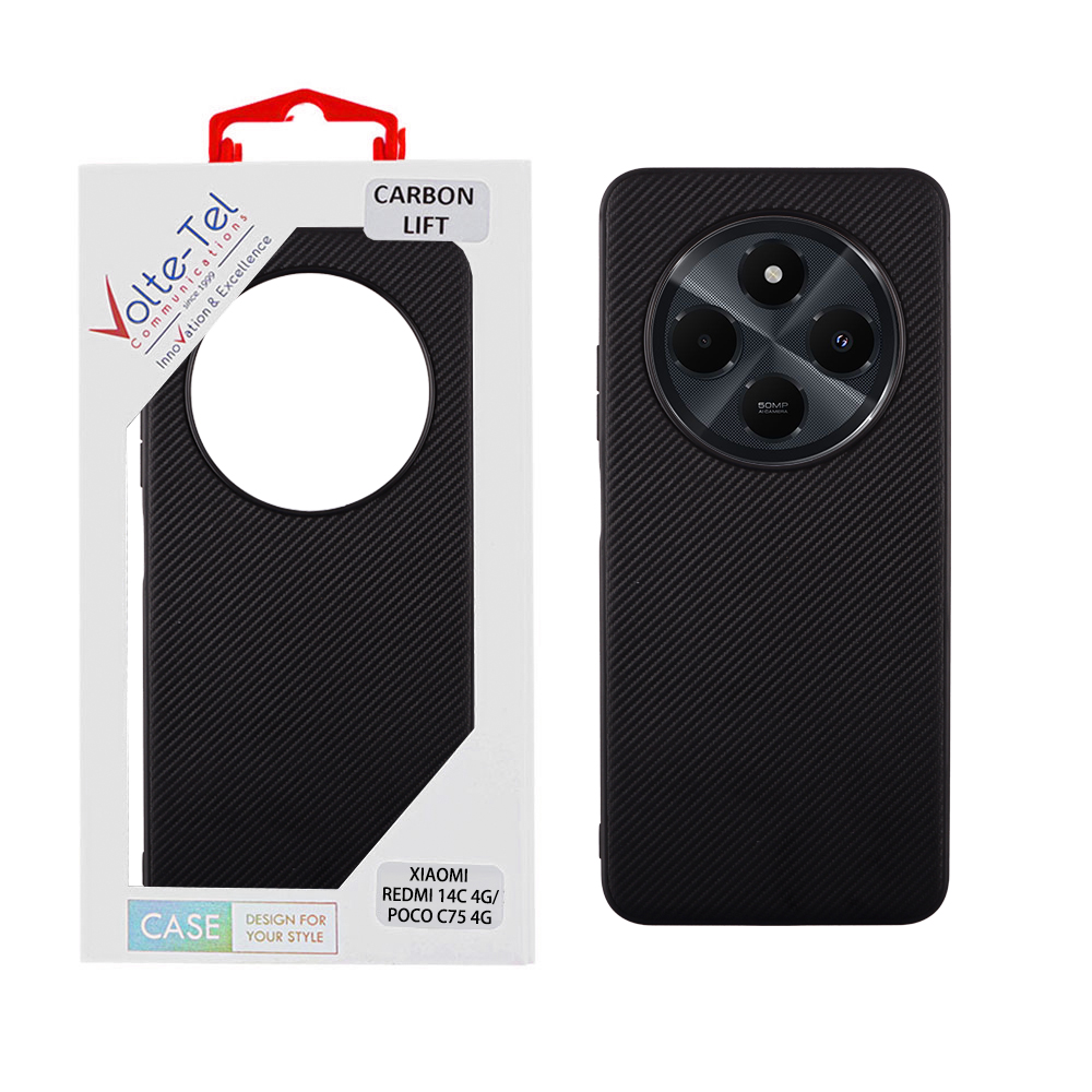 VOLTE-TEL CARBON LIFT ΘΗΚΗ XIAOMI REDMI 14C/ REDMI A4/ POCO C75 6.88in CAMERA GUARD BLACK