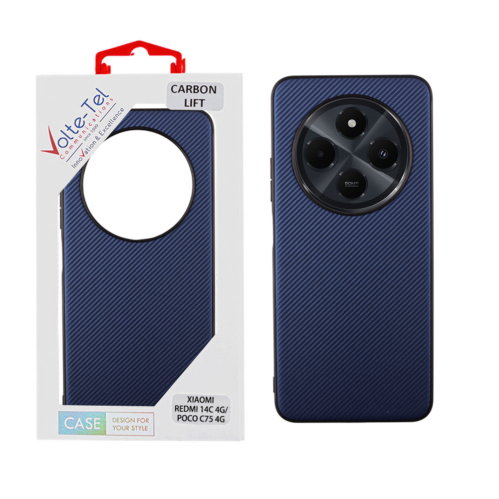 VOLTE-TEL CARBON LIFT ΘΗΚΗ XIAOMI REDMI 14C/ REDMI A4/ POCO C75 6.88in CAMERA GUARD BLUE