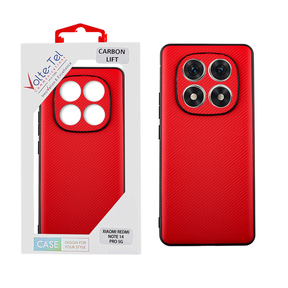 VOLTE-TEL CARBON LIFT ΘΗΚΗ XIAOMI REDMI NOTE 14 PRO 5G/POCO X7 6.67in FULL CAMERA PROTECTION RED