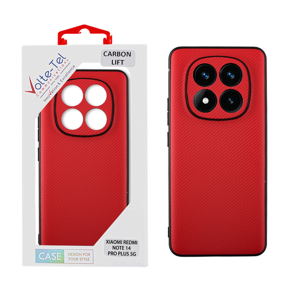 VOLTE-TEL CARBON LIFT ΘΗΚΗ XIAOMI REDMI NOTE 14 PRO PLUS 5G 6.67in FULL CAMERA PROTECTION RED