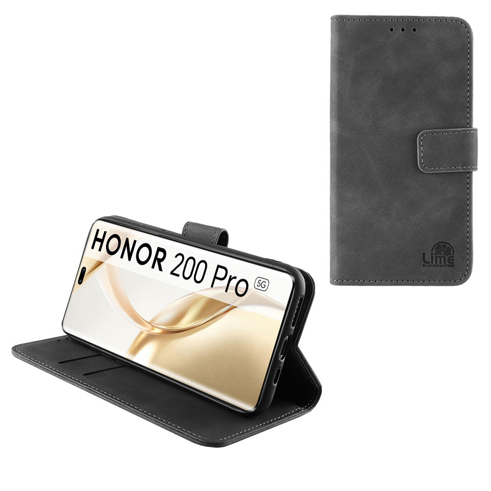 LIME ESSENTIAL ΘΗΚΗ HONOR 200 PRO 5G 6.78in MAGNET BOOK STAND CLIP GREY