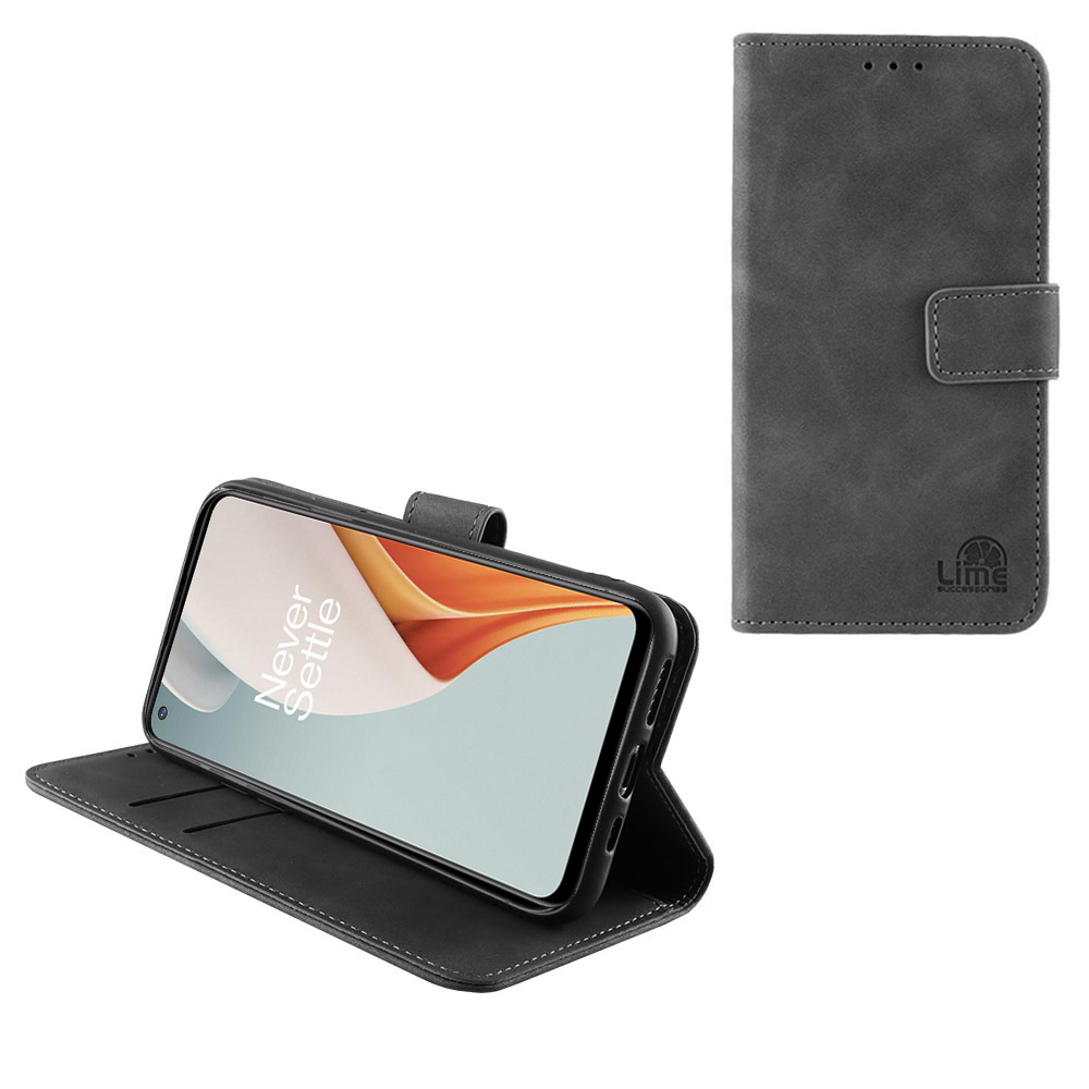 LIME ESSENTIAL ΘΗΚΗ ONEPLUS NORD N100 6.52in MAGNET BOOK STAND CLIP GREY