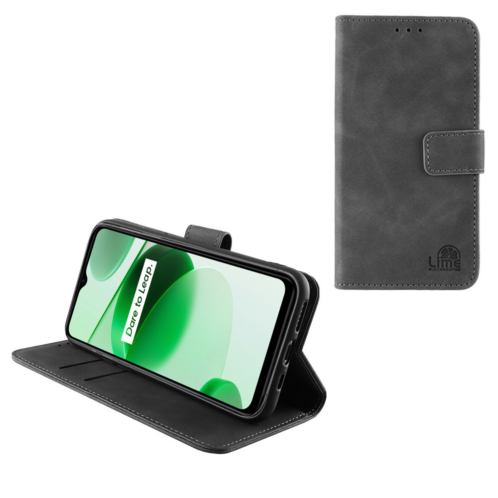 LIME ESSENTIAL ΘΗΚΗ REALME C35 6.6in MAGNET BOOK STAND CLIP GREY