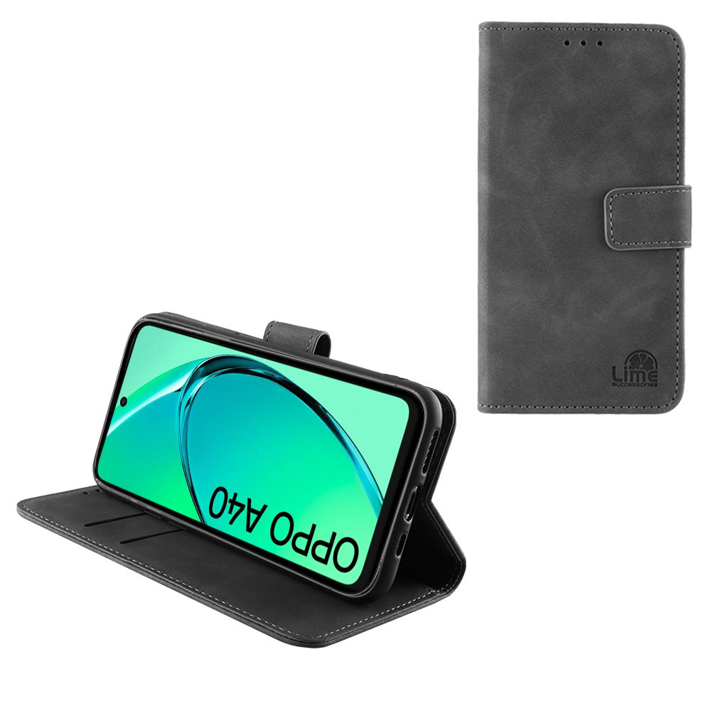 LIME ESSENTIAL ΘΗΚΗ OPPO A40/A3X 5G/A3X 4G 6.67in MAGNET BOOK STAND CLIP GREY