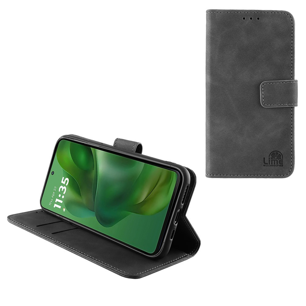 LIME ESSENTIAL ΘΗΚΗ MOTOROLA MOTO G 5G (2025) 6.7in MAGNET BOOK STAND CLIP GREY
