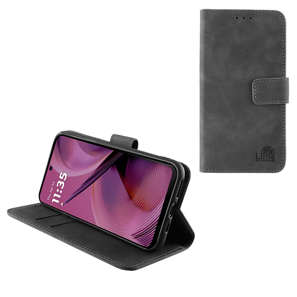 LIME ESSENTIAL ΘΗΚΗ MOTOROLA MOTO G55 5G 6.49in MAGNET BOOK STAND CLIP GREY