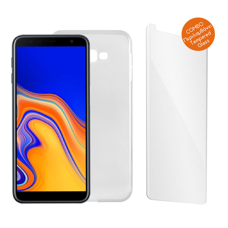 IDOL 1991 COMBO SAMSUNG J4 PLUS J415 6.0" TEMPERED 0.30mm + ΘΗΚΗ AIR SLIM WHITE