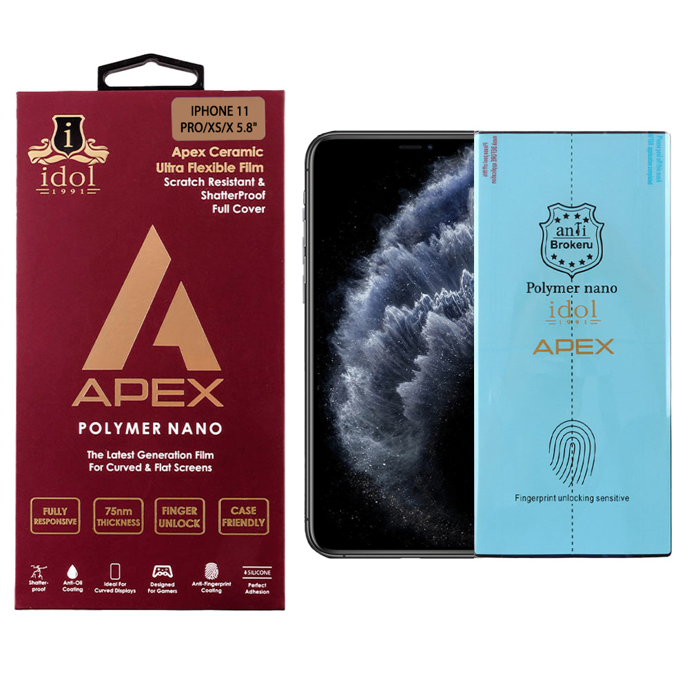 IDOL 1991 APEX POLYMER NANOTECH FILM IPHONE 11 PRO/XS/X 5.8in FULL COVER WITH INSTALLATION KIT