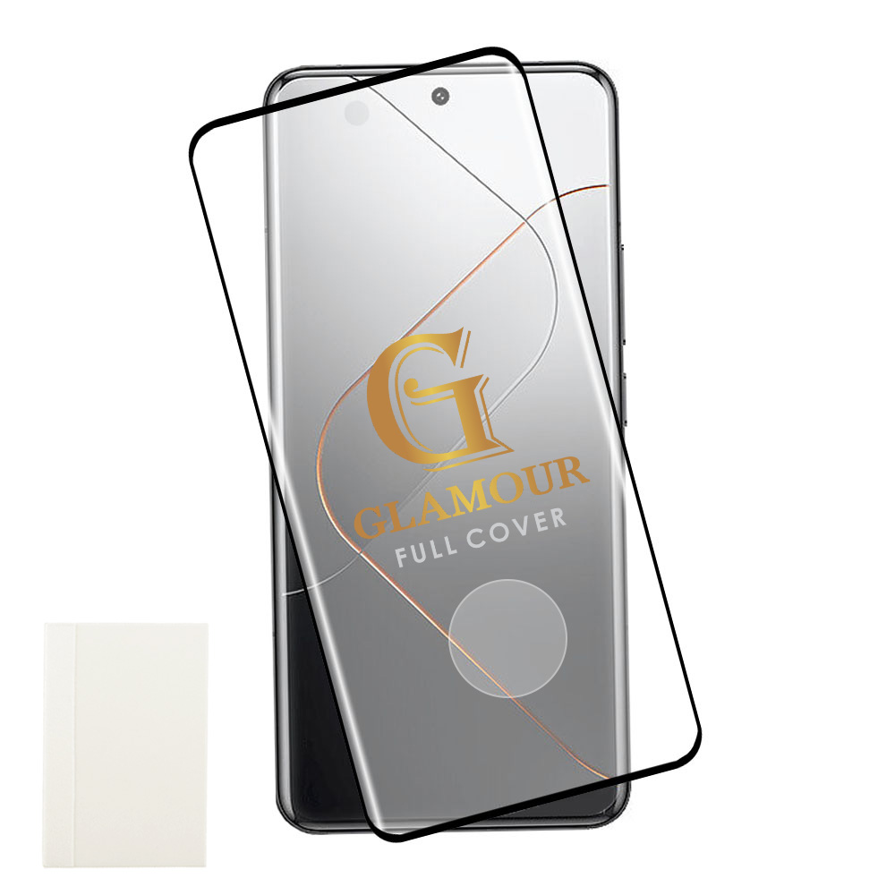 IDOL 1991 GLAMOUR TEMPERED GLASS XIAOMI 14 PRO 5G 6.73in 9H 0.30mm FULL COVER 3D FULL GLUE FINGER UNLOCK BLACK + SQUEEZY CARD