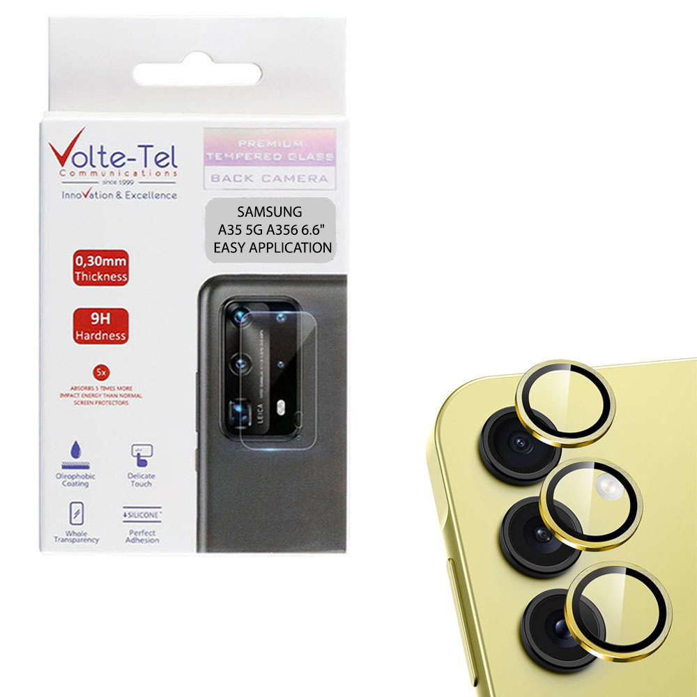 VOLTE-TEL CAMERA GLASS COVER SAMSUNG A35 5G Α356 6.6in 9H 0.30MM EASY APPLICATION GOLD