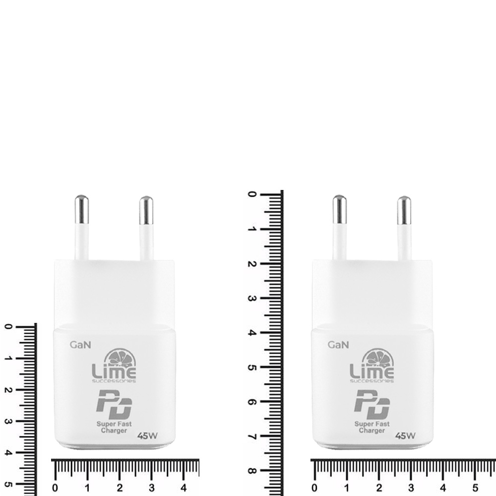 LIME TYPE C GAN PD 3.0 SUPER FAST TRAVEL QC 3.0 LGC45W 5V 4.0A /9V 4A 45W + ΦΟΡΤΙΣΗΣ-DATA LBCC01 TYPE C TO TYPE C 68W WHITE - Image 13