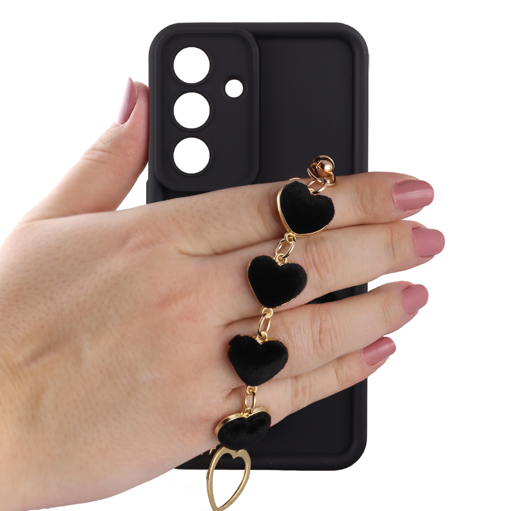 VOLTE-TEL ΘΗΚΗ SAMSUNG S26 PLUS 5G 6.7" SILICON TPU WITH STRAP FULL CAMERA PROTECTION BLACK WITH BLACK HEARTS - Image 5