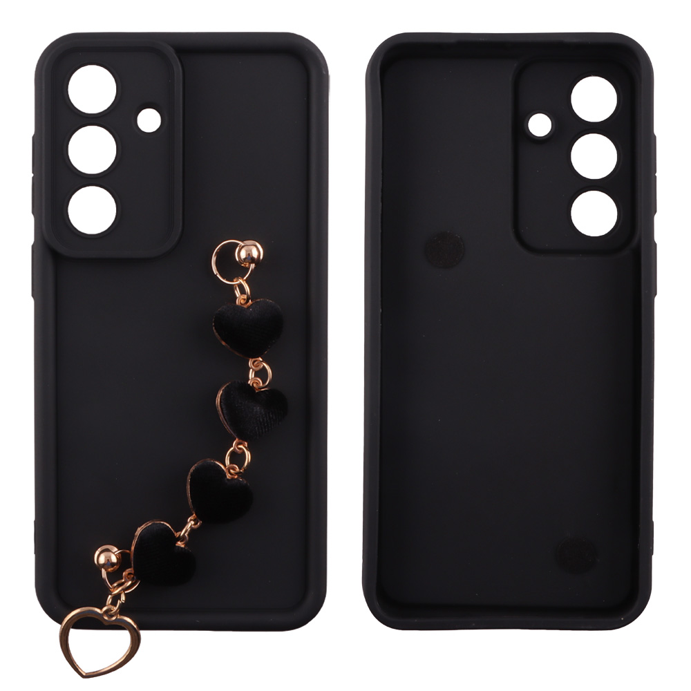 VOLTE-TEL ΘΗΚΗ SAMSUNG S26 PLUS 5G 6.7" SILICON TPU WITH STRAP FULL CAMERA PROTECTION BLACK WITH BLACK HEARTS - Image 3