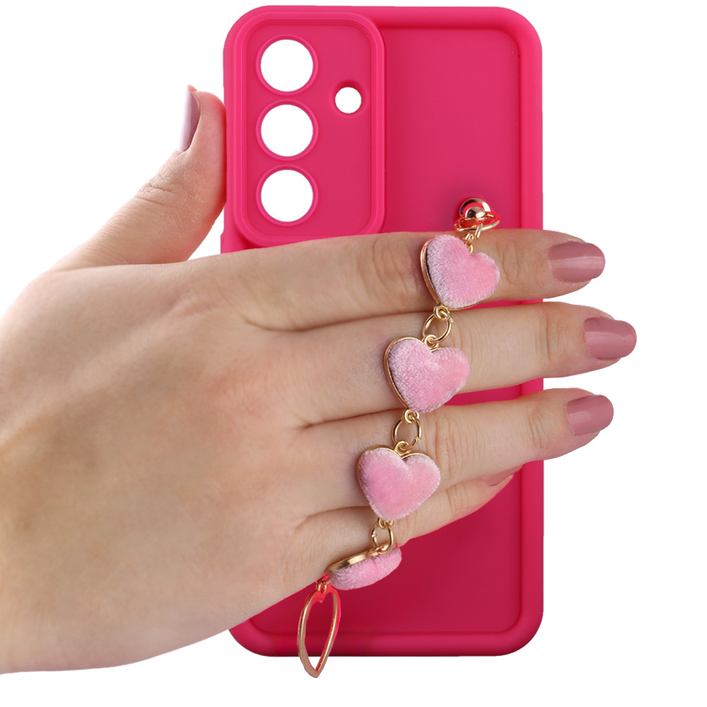 VOLTE-TEL ΘΗΚΗ SAMSUNG S26 5G 6.3" SILICON TPU WITH STRAP FULL CAMERA PROTECTION PINK WITH PINK HEARTS - Image 5