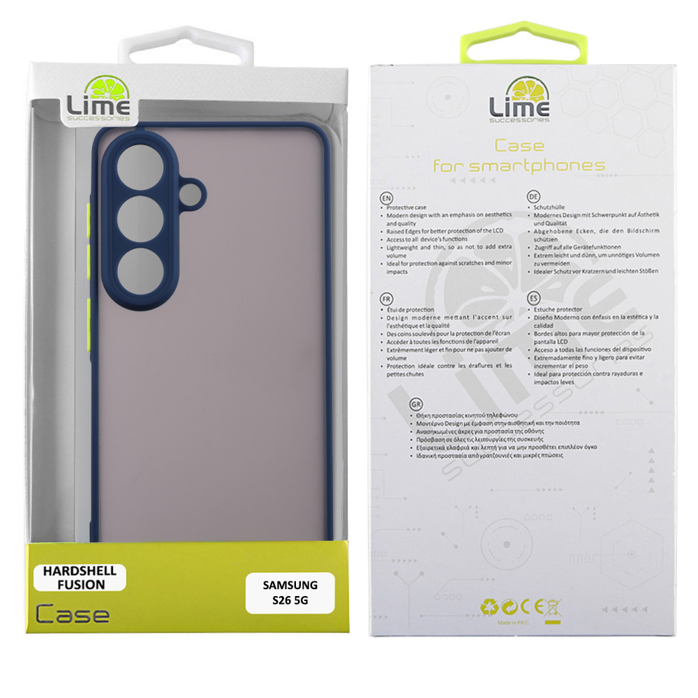 LIME ΘΗΚΗ SAMSUNG S26 5G 6.3" HARDSHELL FUSION FULL CAMERA PROTECTION BLUE WITH YELLOW KEYS - Image 2