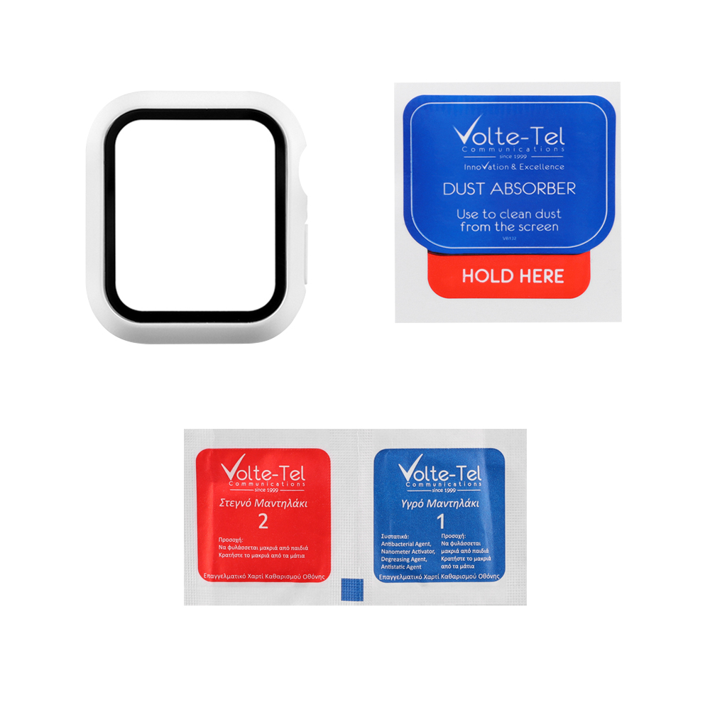 VOLTE-TEL PC EDGE COVER TEMPERED GLASS APPLE WATCH 44mm 1.78in 9H 0.30mm WITH KEY 3D FULL GLUE FULL COVER WHITE - Image 5