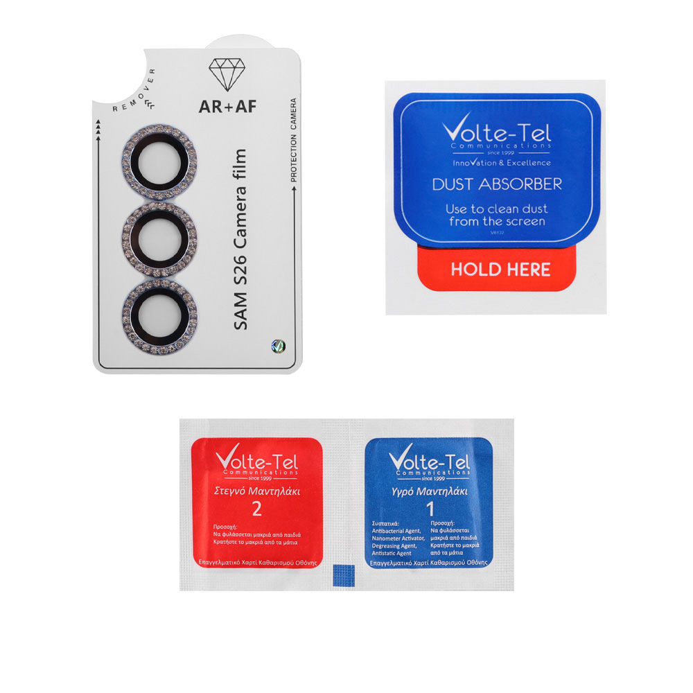 VOLTE-TEL CAMERA GLASS COVER SAMSUNG S26 5G 6.3" 9H 0.33MM EASY APPLICATION WITH STRASS LIGHT BLUE - Image 3