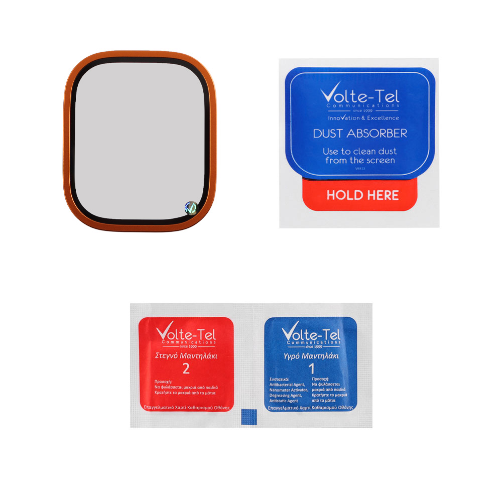 VOLTE-TEL TEMPERED GLASS APPLE WATCH ULTRA 2 49mm 3D TITANIUM 1.92" 0.30mm FULL COVER ORANGE - Image 3