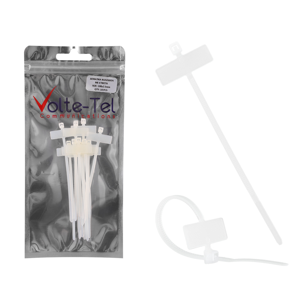 VOLTE-TEL ΔΕΜΑΤΙΚΑ/ΔΙΑΧΕΙΡΙΣΗ ΚΑΛΩΔΙΩΝ NYLON ΑΝΘΕΚΤΙΚΑ ΜΕ ΕΤΙΚΕΤΑ 2.5mm ΠΛΑΤΟΣ 10cm ΜΗΚΟΣ ΔΙΑΦΑΝΑ 10 ΤΕΜ.