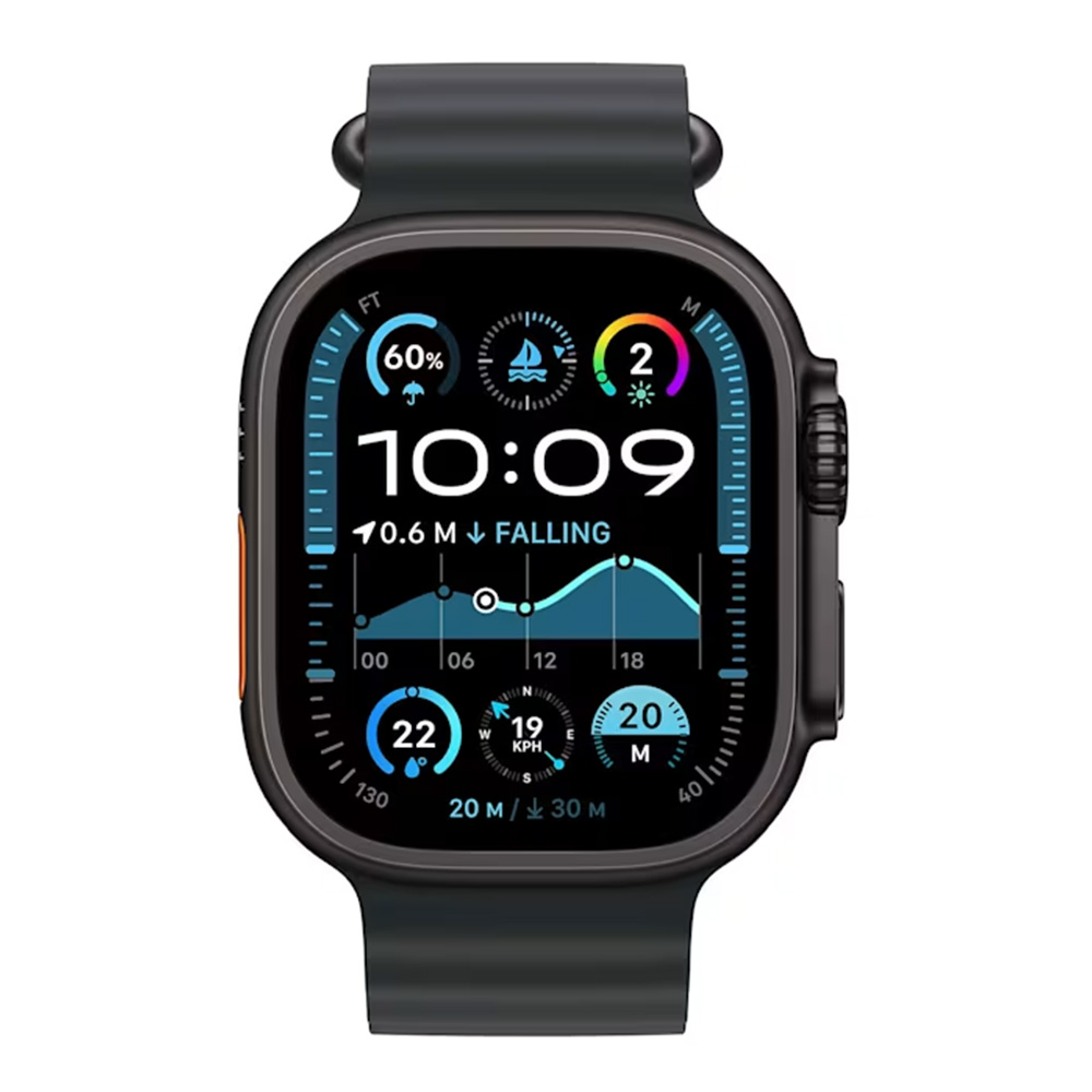 SMART WATCH APPLE WATCH ULTRA 2 GPS + CELLULAR 49MM 1.92" ( MX4P3GK/A) JET BLACK TITANIUM CASE WITH BLACK OCEAN BAND GR