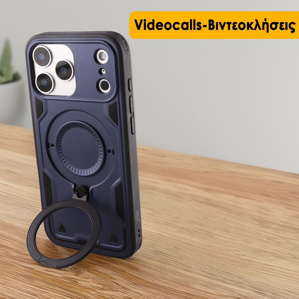 IDOL 1991 ΘΗΚΗ IPHONE 15 PRO 6.1" ARMOR TPU HYPER MAGSAFE STAND CAMERA GUARD BLUE - Image 6