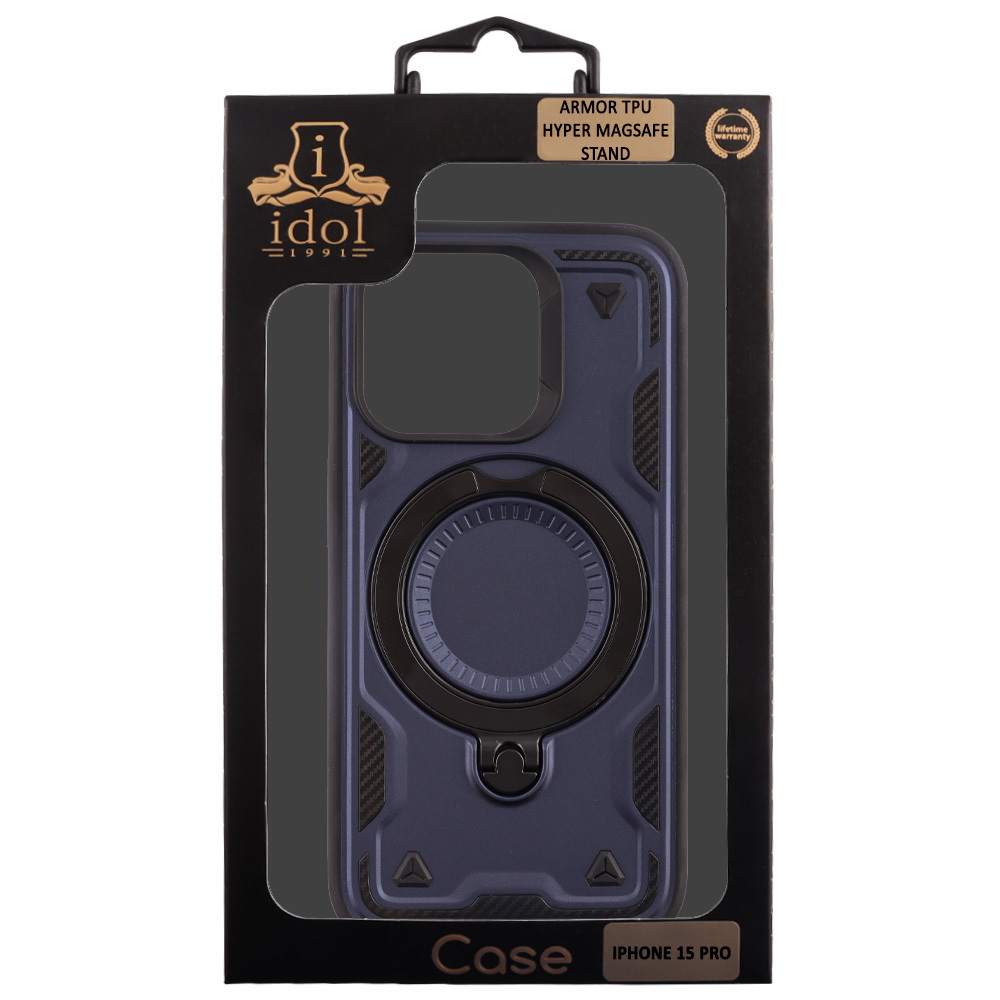 IDOL 1991 ΘΗΚΗ IPHONE 15 PRO 6.1" ARMOR TPU HYPER MAGSAFE STAND CAMERA GUARD BLUE - Image 2