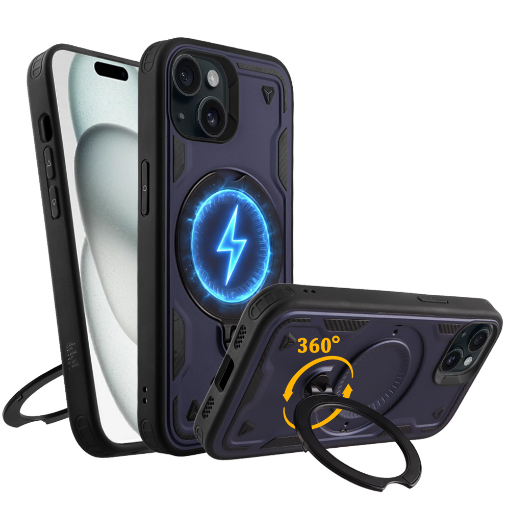 IDOL 1991 ΘΗΚΗ IPHONE 15 6.1" ARMOR TPU HYPER MAGSAFE STAND CAMERA GUARD BLUE