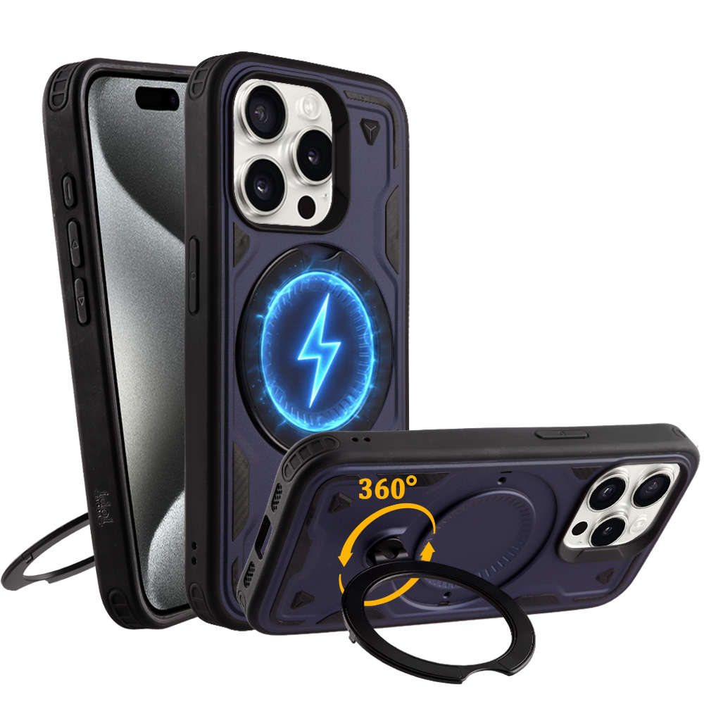 IDOL 1991 ΘΗΚΗ IPHONE 15 PRO MAX 6.7" ARMOR TPU HYPER MAGSAFE STAND CAMERA GUARD BLUE