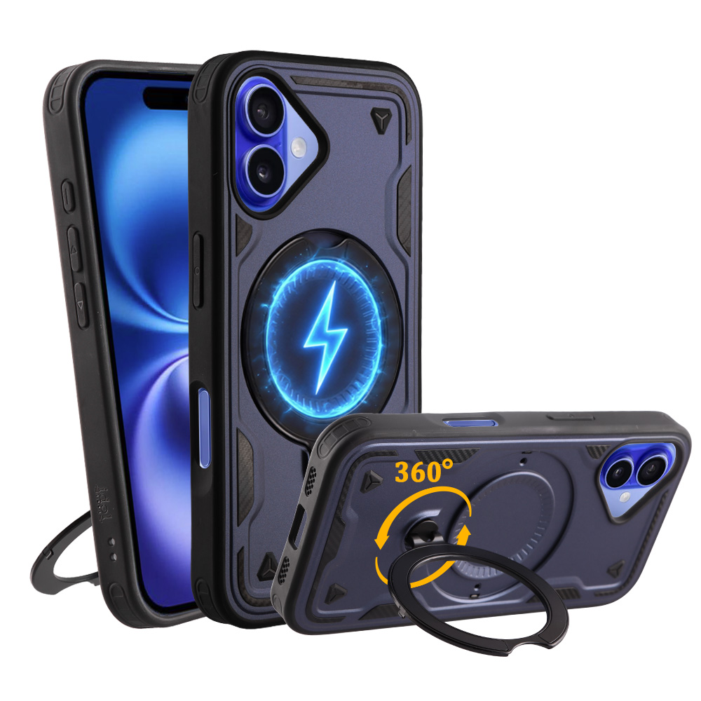 IDOL 1991 ΘΗΚΗ IPHONE 16 6.1" ARMOR TPU HYPER MAGSAFE STAND CAMERA GUARD BLUE