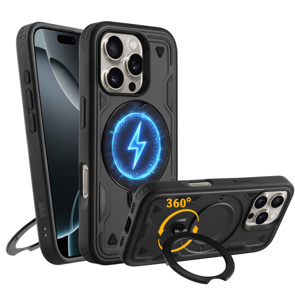 IDOL 1991 ΘΗΚΗ IPHONE 16 PRO MAX 6.9" ARMOR TPU HYPER MAGSAFE STAND CAMERA GUARD BLACK