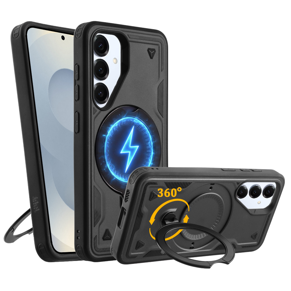 IDOL 1991 ΘΗΚΗ SAMSUNG S25 5G S931 6.2" ARMOR TPU HYPER MAGSAFE STAND CAMERA GUARD BLACK