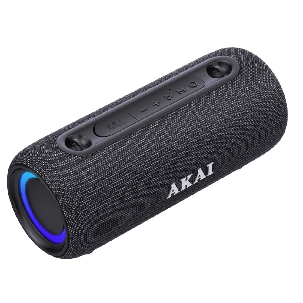 AKAI ABTSW-40 ΦΟΡΗΤΟ ΑΔΙΑΒΡΟΧΟ ΗΧΕΙΟ IPX5 ME ΥΦΑΣΜΑ, BLUETOOTH V5.3 15W, USB, AWS, HANDSFREE, RGB LIGHTS & ΙΜΑΝΤΑ ΩΜΟΥ RMS BLACK - Image 3