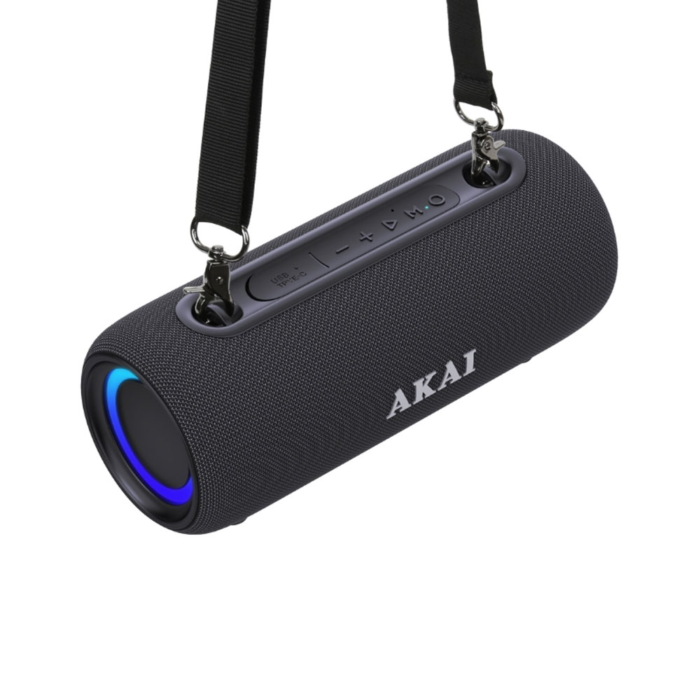 AKAI ABTSW-40 ΦΟΡΗΤΟ ΑΔΙΑΒΡΟΧΟ ΗΧΕΙΟ IPX5 ME ΥΦΑΣΜΑ, BLUETOOTH V5.3 15W, USB, AWS, HANDSFREE, RGB LIGHTS & ΙΜΑΝΤΑ ΩΜΟΥ RMS BLACK - Image 5