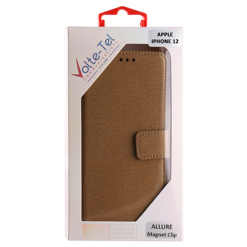 VOLTE-TEL ALLURE ΘΗΚΗ IPHONE 12 MINI 5.4in MAGNET BOOK STAND CLIP GOLD - Image 6