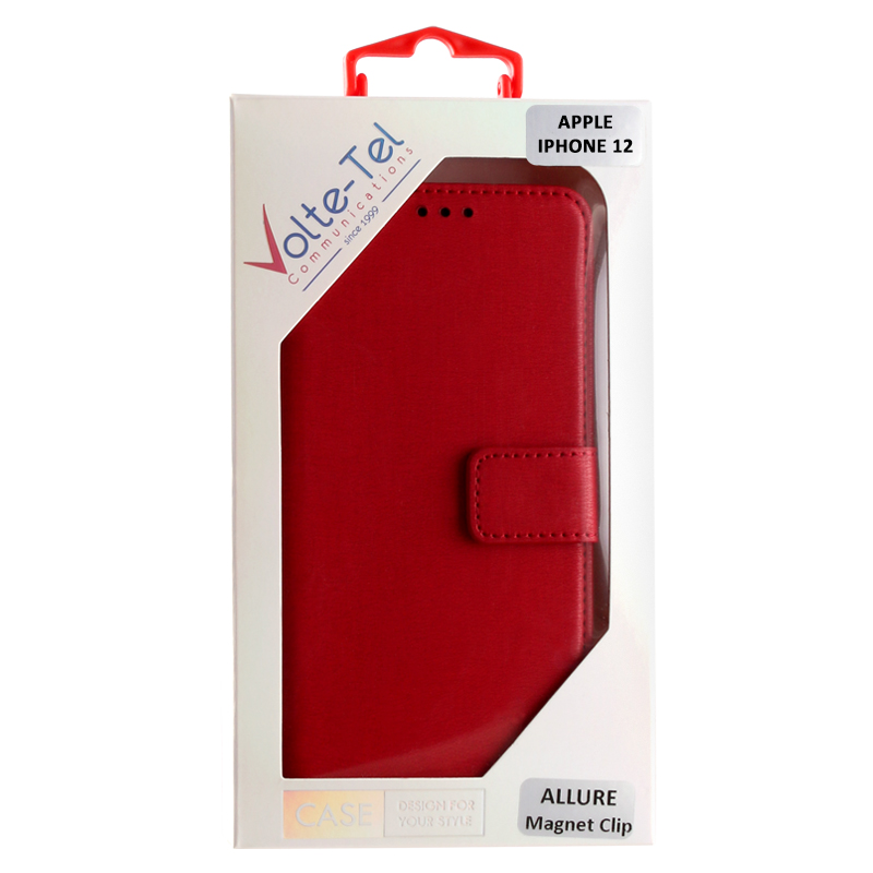 VOLTE-TEL ALLURE ΘΗΚΗ IPHONE 12 MINI 5.4in MAGNET BOOK STAND CLIP RED - Image 6