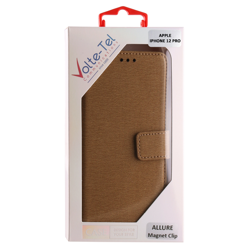 VOLTE-TEL ALLURE ΘΗΚΗ IPHONE 12 PRO / IPHONE 12 6.1in MAGNET BOOK STAND CLIP GOLD - Image 6