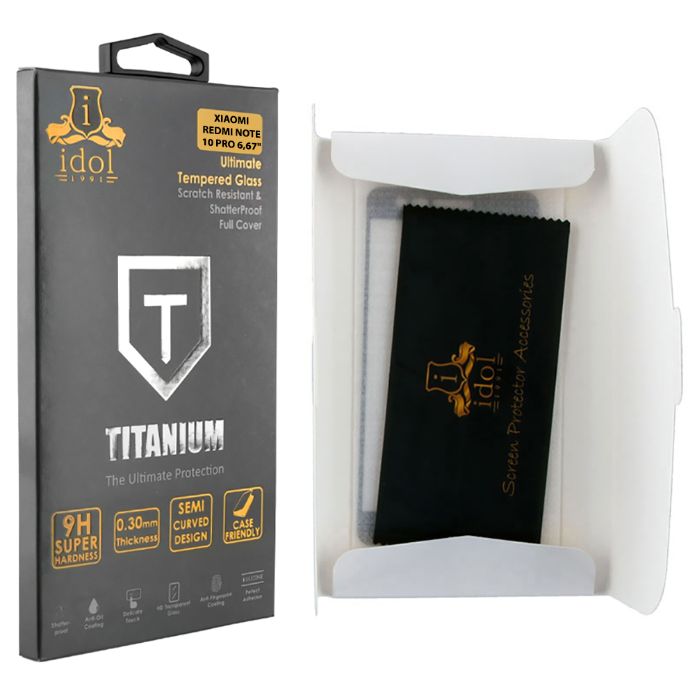 IDOL 1991 TEMPERED GLASS XIAOMI REDMI NOTE 10 PRO 6.67" 9H 0.25mm TITANIUM SEMI CURVED FULL GLUE BLACK - Image 3