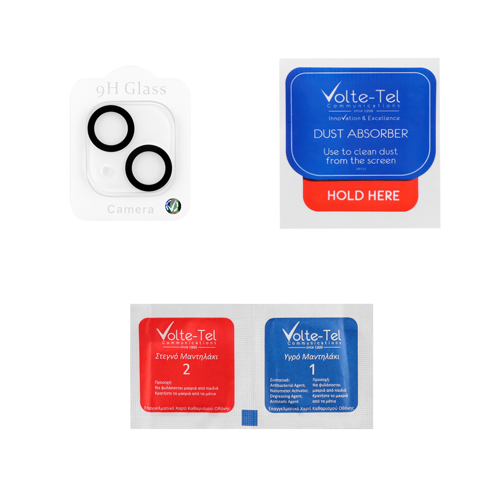VOLTE-TEL CAMERA GLASS IPHONE 13 MINI 5.4in/IPHONE 13 6.1in 9H 0.25mm 3D CURVED BLACK - Image 4