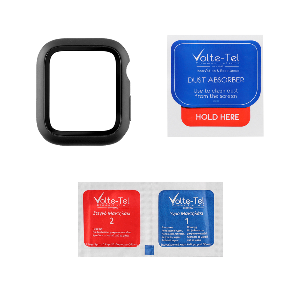 VOLTE-TEL PC EDGE COVER TEMPERED GLASS APPLE WATCH 44mm 1.78in 9H 0.30mm WITH KEY 3D FULL GLUE FULL COVER BLACK - Image 5