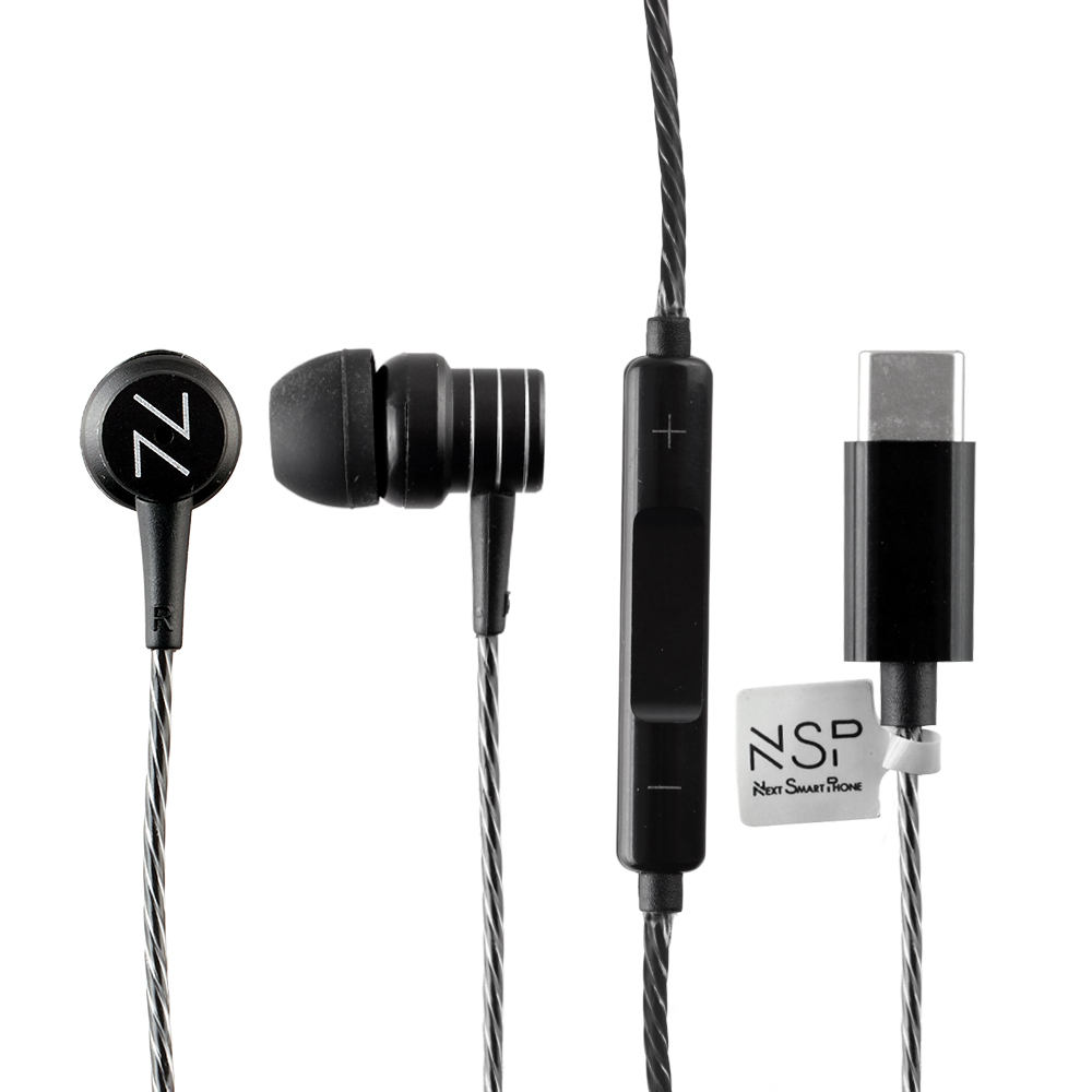 NSP HANDS FREE STEREO UNIVERSAL TYPE C 1.2m RIPPLY HN28 WITH REMOTE AND MIC BLACK - Image 2