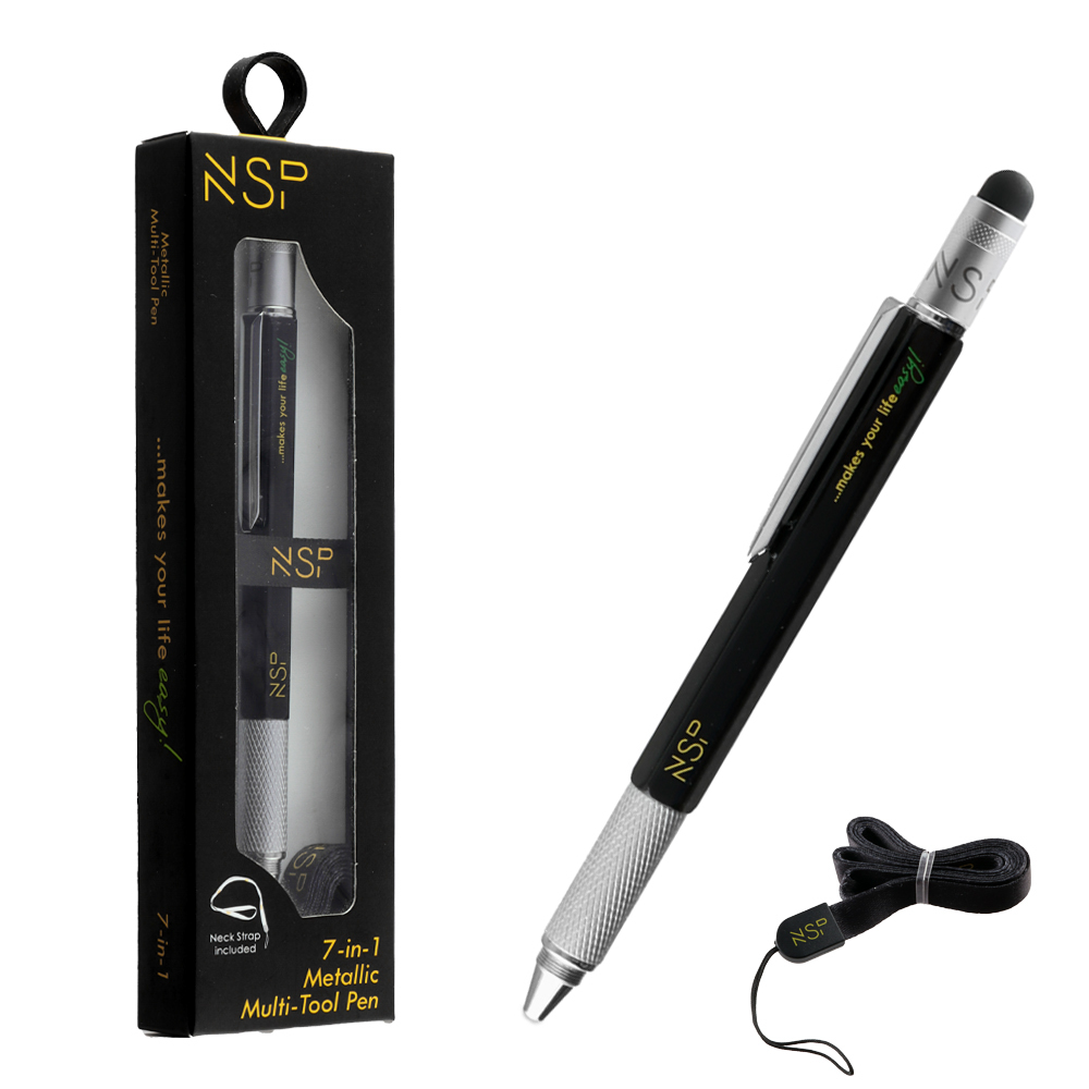 NSP ΣΤΥΛΟ 7 IN 1 METALLIC MULTI-TOOL PEN BLACK - Image 2