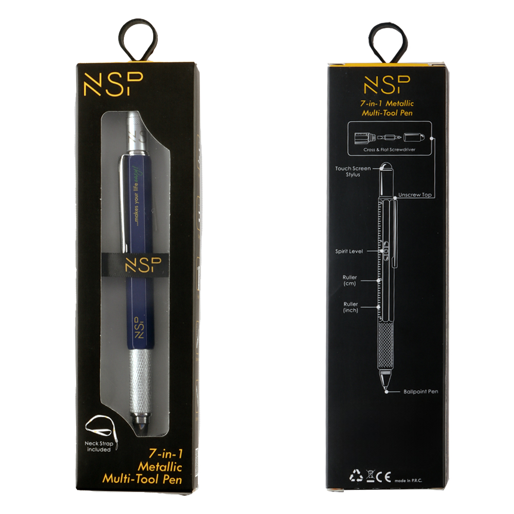 NSP ΣΤΥΛΟ 7 IN 1 METALLIC MULTI-TOOL PEN BLUE - Image 15