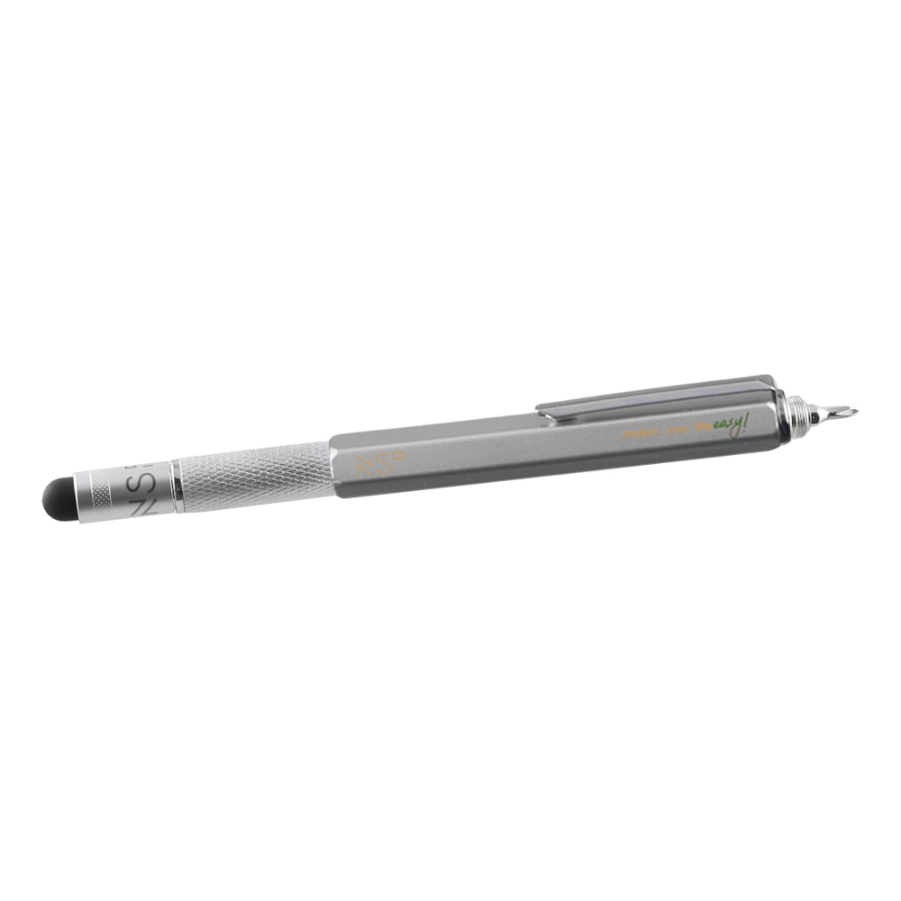 NSP ΣΤΥΛΟ 7 IN 1 METALLIC MULTI-TOOL PEN SILVER (WITH RED INK) - Image 3