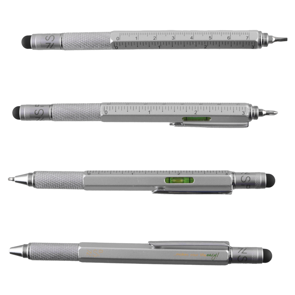 NSP ΣΤΥΛΟ 7 IN 1 METALLIC MULTI-TOOL PEN SILVER (WITH RED INK) - Image 5