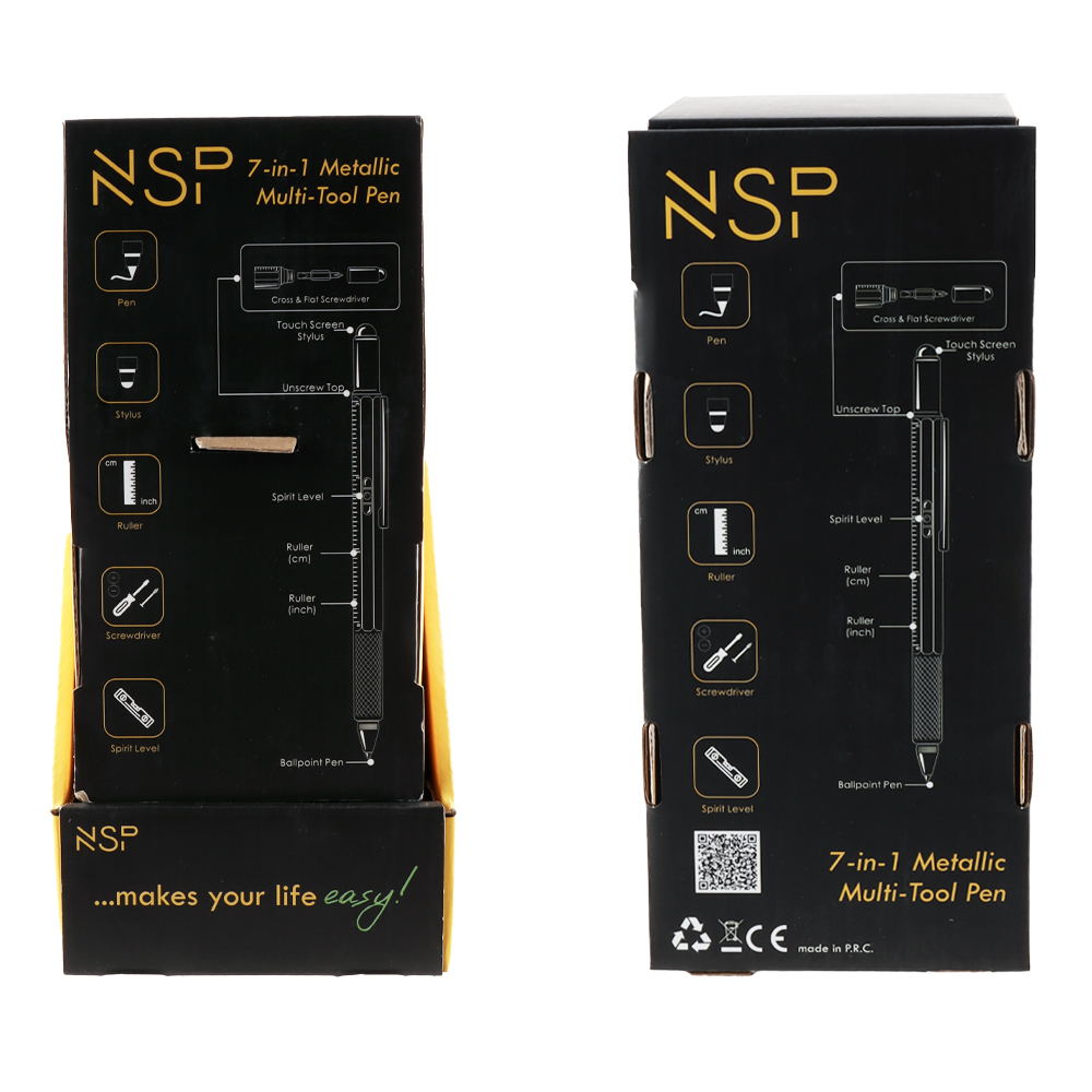 NSP STAND WITH 30 PCS NSP ΣΤΥΛΟ 7 IN 1 METALLIC MULTI-TOOL PEN BLACK/BLUE/RED - Image 18