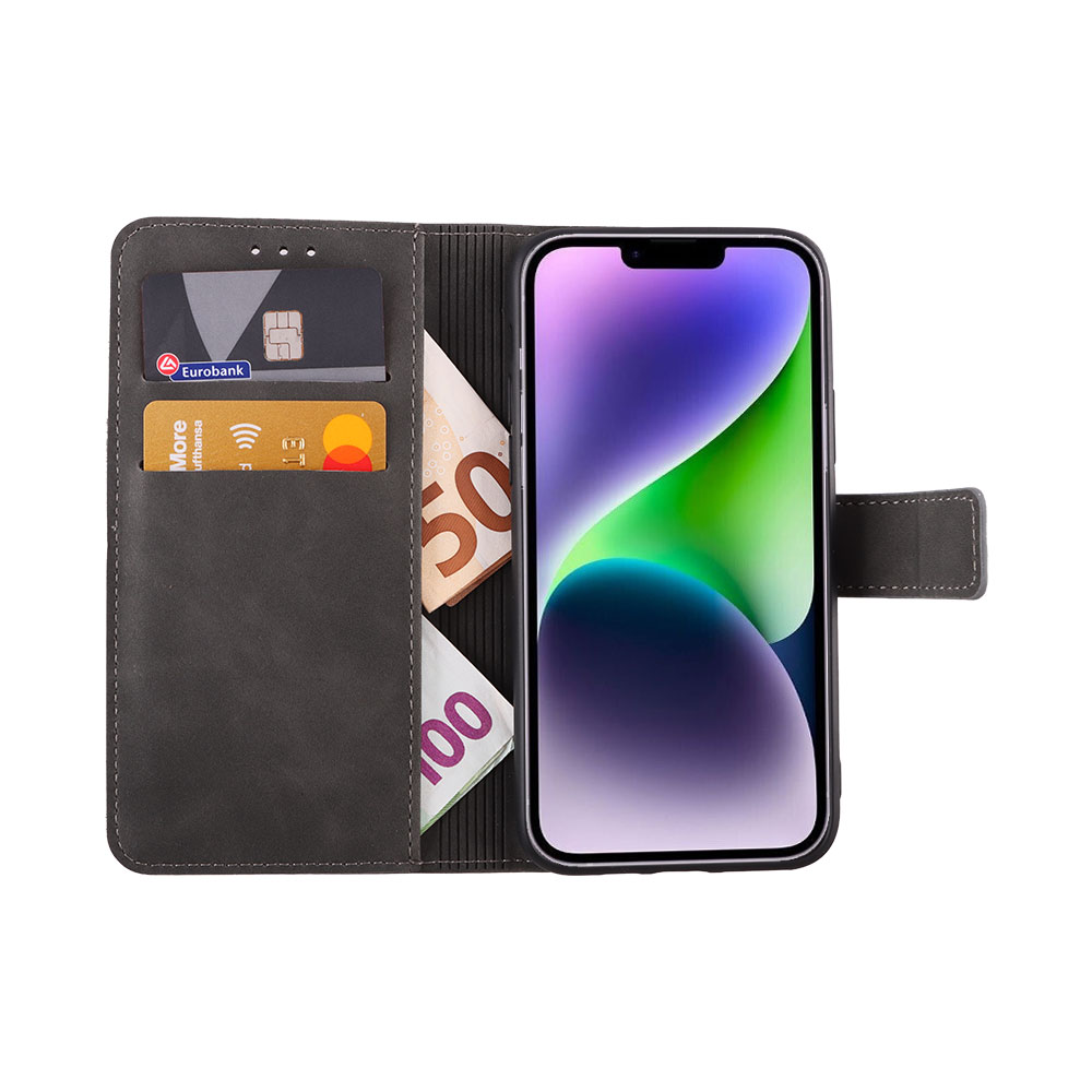 LIME ESSENTIAL ΘΗΚΗ IPHONE 14 6.1in MAGNET BOOK STAND CLIP GREY - Image 2